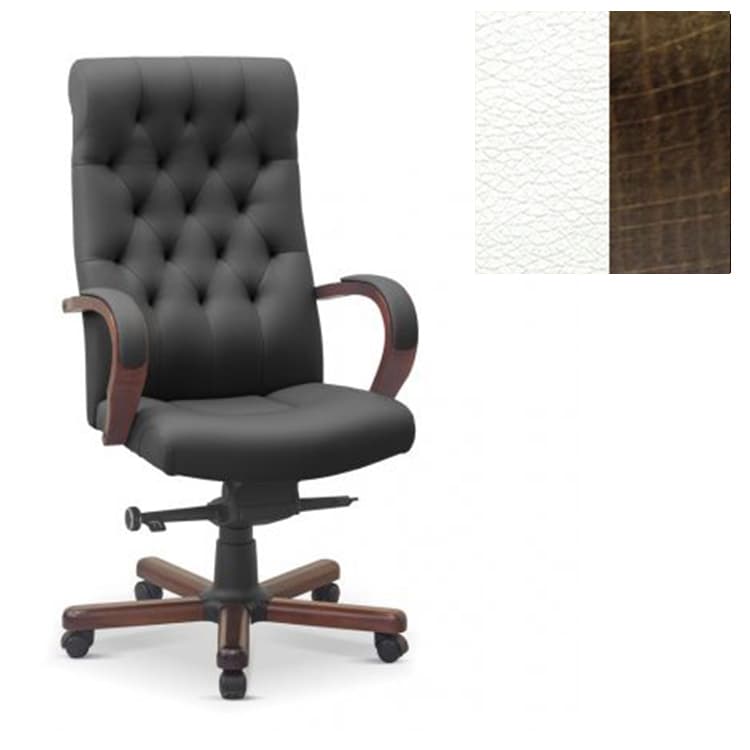 Кресло руководителя Юнитекс Status eco экокожа премиум белая CN2/дерево-темный орех аида