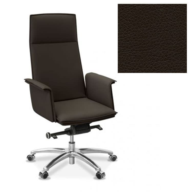 Кресло Юнитекс Лео для руководителя экокожа премиум темно-коричневая CN1113