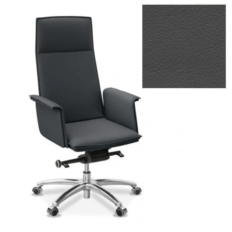 Кресло Юнитекс Лео для руководителя экокожа премиум темно-серая CN1118