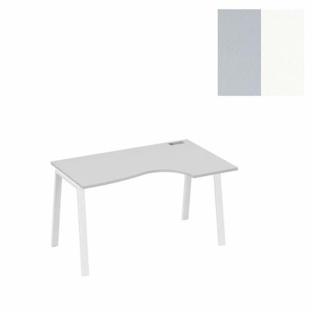 Стол эргономичный правый Юнитекс А4 "Классика" на металлокаркасе TRE А4 Б3 044 СЕ (140x90x75) серый/металлокаркас белый