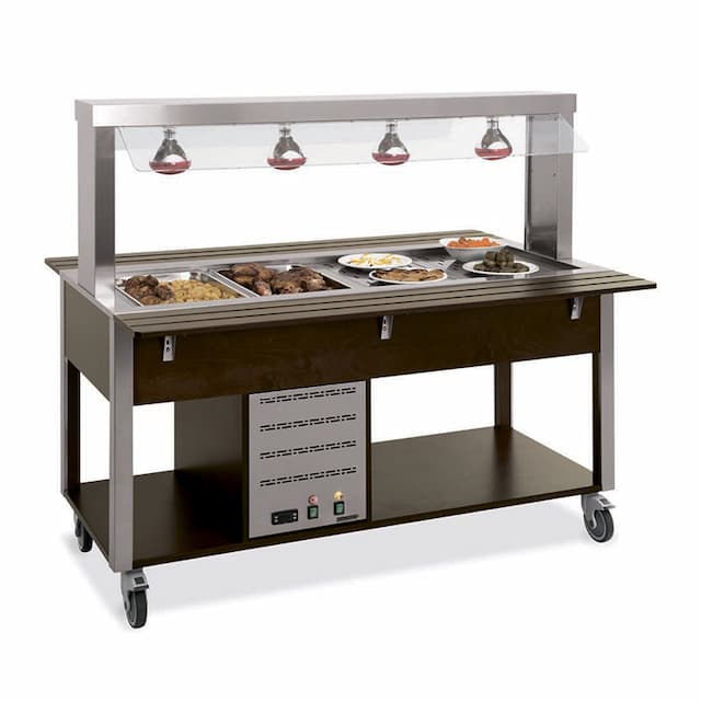 Стол Шведский тепловой (защитное стекло статичное, лампы) MetalCarrelli 6910.5L-W (венге)