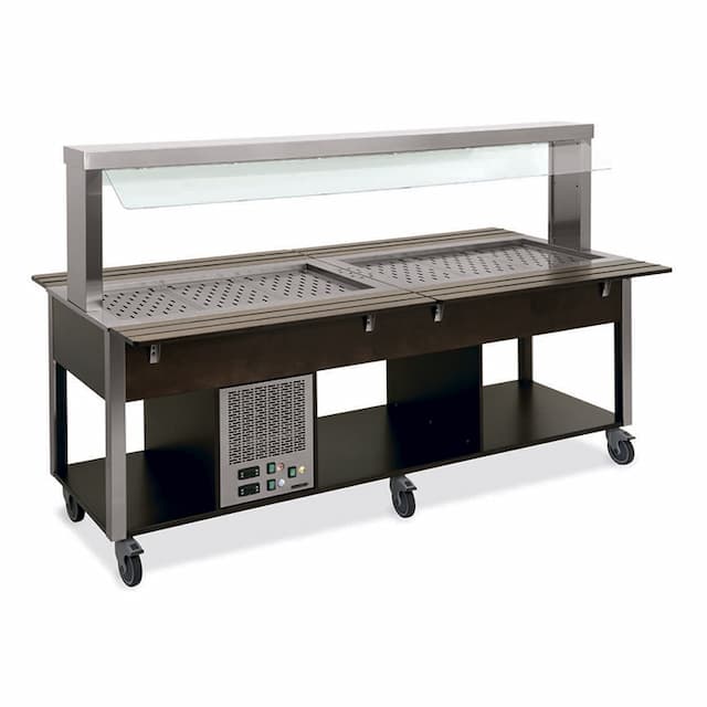 Стол Шведский комбинированный (защитное стекло статичное) MetalCarrelli 6920.5F3-RAL (цвет по RAL)